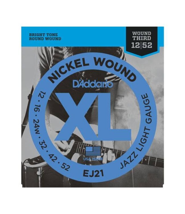 D'Addario EJ21 Nickel Electric Strings, Jazz Light, 12-52