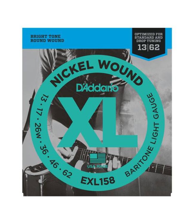 D'Addario EXL158 Nickel Wound Electric Guitar Strings, Baritone Light, 13-62