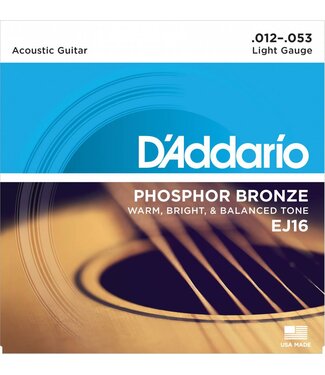 D'Addario D'Addario EJ16 Phosphor Bronze Acoustic Guitar Strings, Light, 12-53