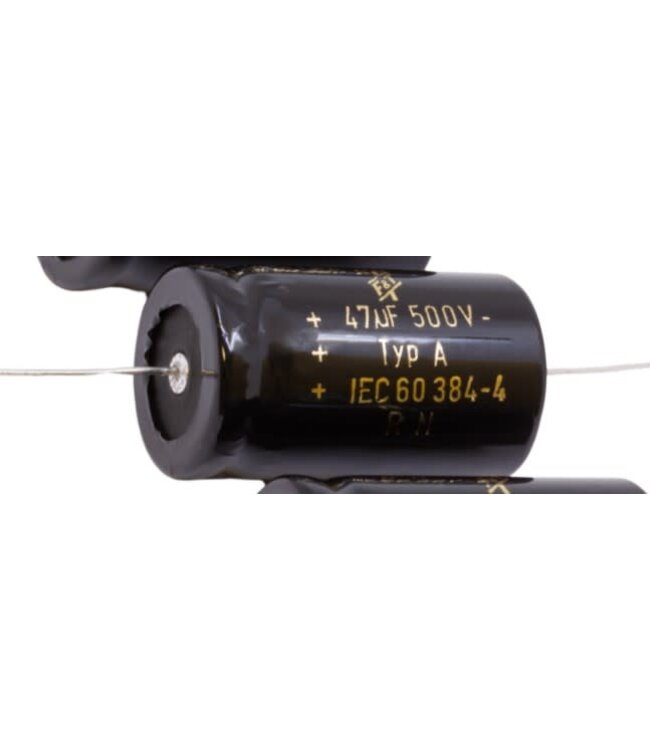 F&T 47uf 500v Type A, Axial Lead, Electrolytic Capacitor