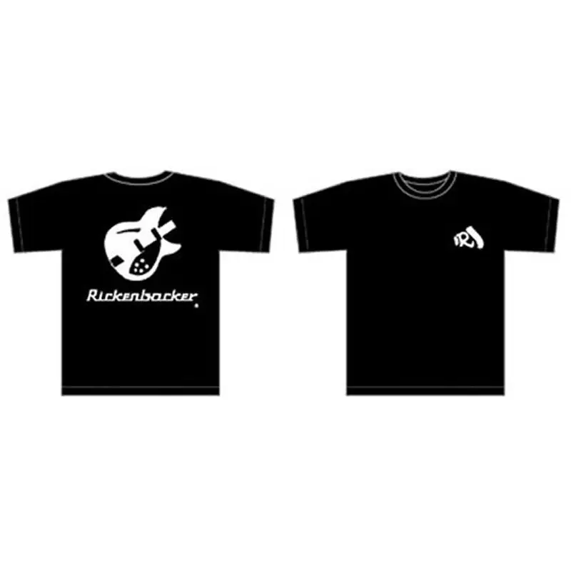 Rickenbacker T-Shirt, Black, guitar with white lettering, medium
