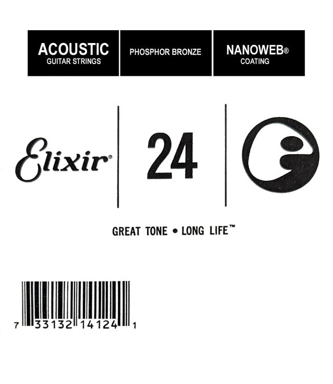 Elixir Single .024 Acoustic Phosphor Bronze String with NANOWEB Coating