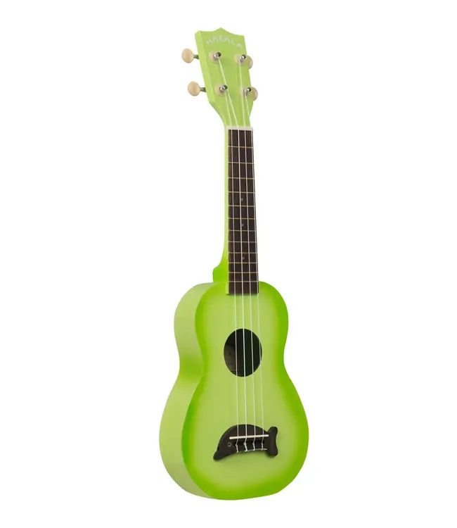 Makala Dolphin Series Soprano Ukulele, Green Apple Burst