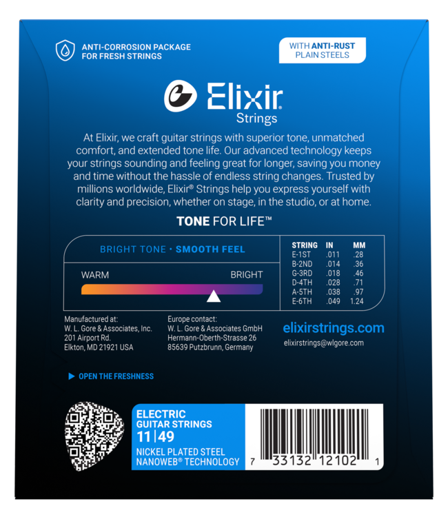 Eilxir Nanoweb Electric Guitar Strings, Medium 11-49