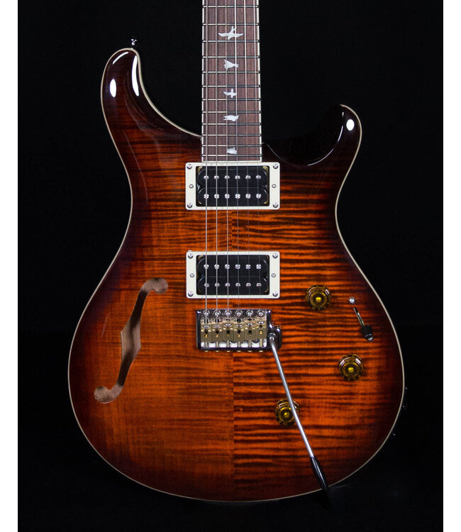 PRS SE Custom 24 Semi-Hollow with Piezo, Orange Tiger Smokeburst