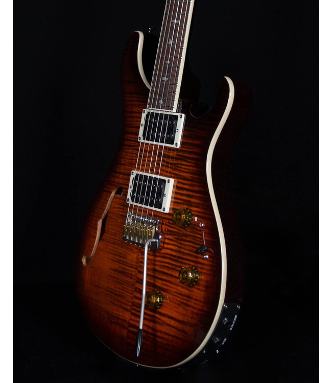 PRS SE Custom 24 Semi-Hollow with Piezo, Orange Tiger Smokeburst