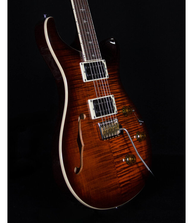 PRS SE Custom 24 Semi-Hollow with Piezo, Orange Tiger Smokeburst