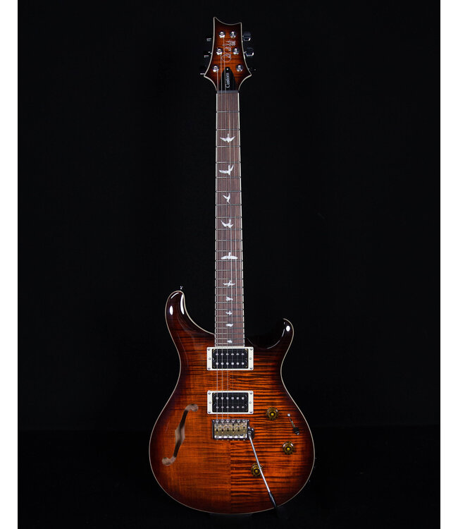 PRS SE Custom 24 Semi-Hollow with Piezo, Orange Tiger Smokeburst