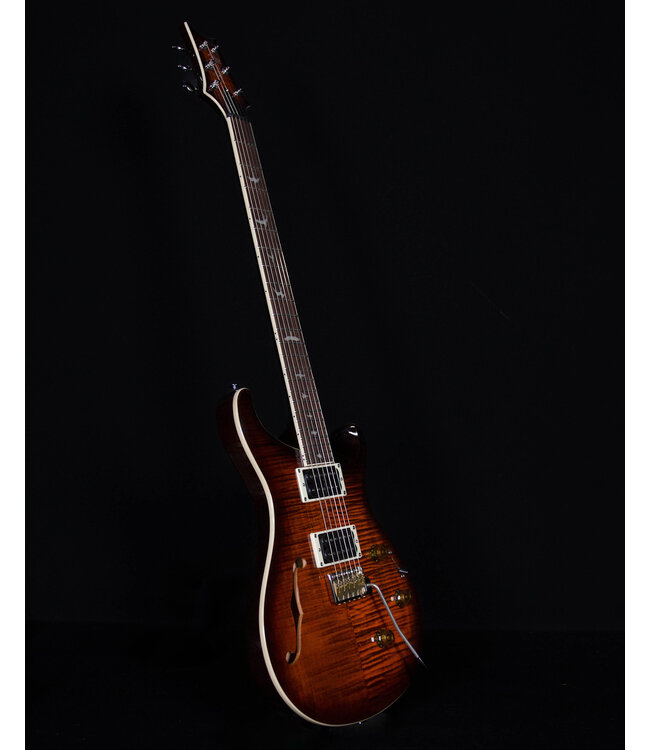 PRS SE Custom 24 Semi-Hollow with Piezo, Orange Tiger Smokeburst