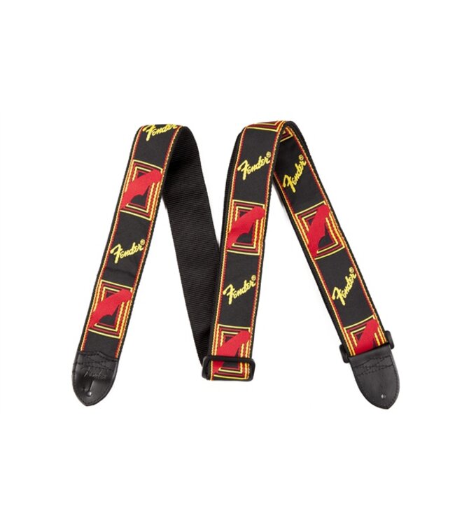 Fender 2" Monogrammed Strap, Black/Yellow/Red