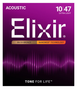 Elixir Elixir Nanoweb Acoustic 80/20 Bronze Strings, Extra Light 10-47