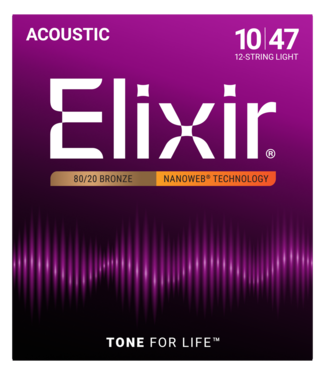 Elixir Elixir Nanoweb Acoustic 80/20 Bronze 12-String Set, Light 10-47