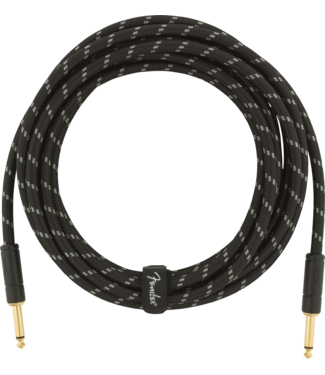 Fender Fender Deluxe Series Instrument Cable, Straight/Straight, 15', Black Tweed