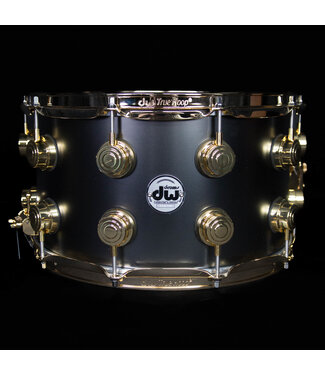Drum Workshop DW 14" x 8" Collectors Series Black Nickel Over Brass Snare, Gold Hardware