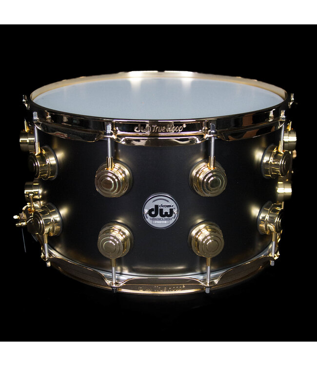 DW 14" x 8" Collectors Series Black Nickel Over Brass Snare, Gold Hardware