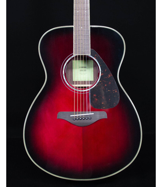 Yamaha FS830 Small Body Acoustic, Solid Top, Mahogany FB, Dusk Sun Red