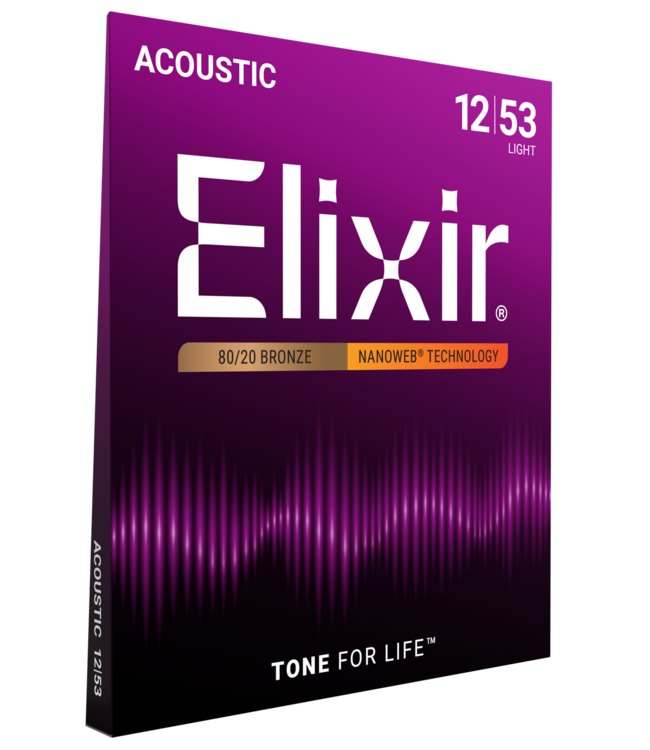 Elixir Nanoweb Acoustic 80/20 Bronze Strings, Light 12-53