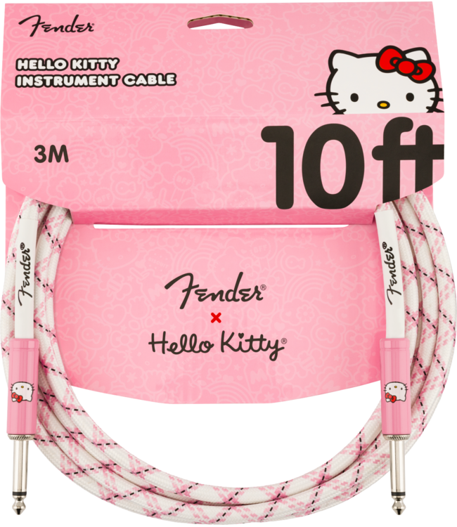 Fender® x Hello Kitty® White/Pink Woven Cable, 10 Foot