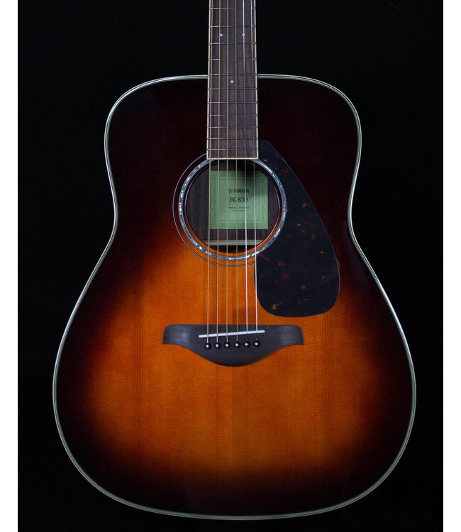 Yamaha FG830 Solid Top Acoustic, Rosewood Back and Sides, Tobacco Brown Sunburst