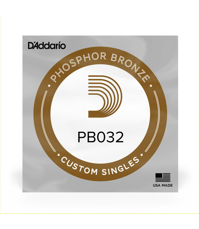 D'Addario PB032 Phosphor Bronze Wound Acoustic Guitar Single String, .032