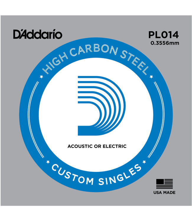 D'Addario PL014 Plain Steel Guitar Single String, .014