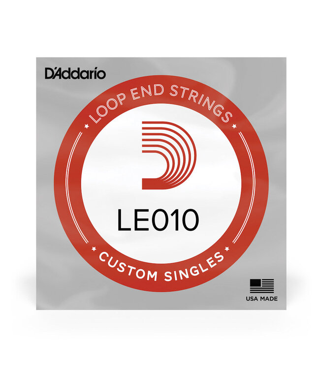D'Addario LE010 Plain Steel Loop End Single String, .010