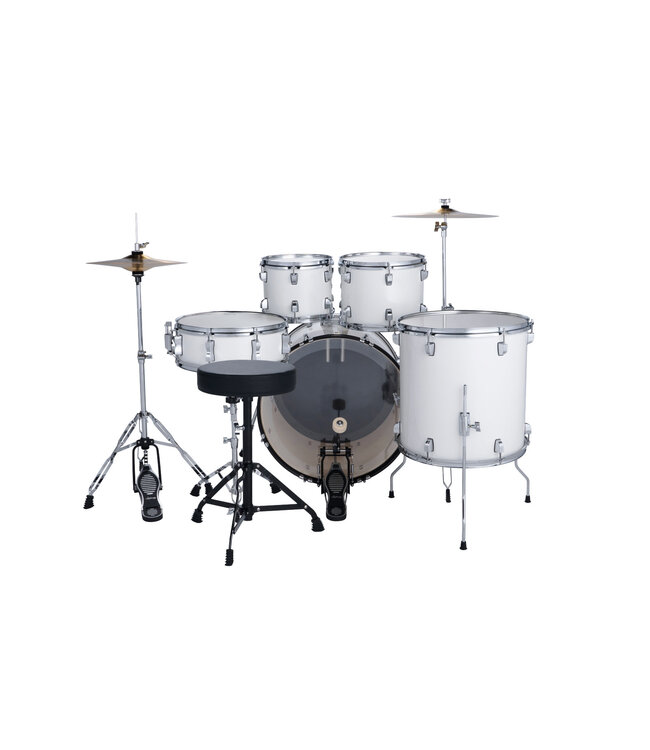 Ludwig Accent Drive 5 Piece Complete Drum Kit, 22" Kick - Snow Dust