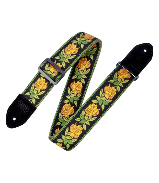 Levy’s 2″  Woven Cotton Guitar Strap, Floral Yellow