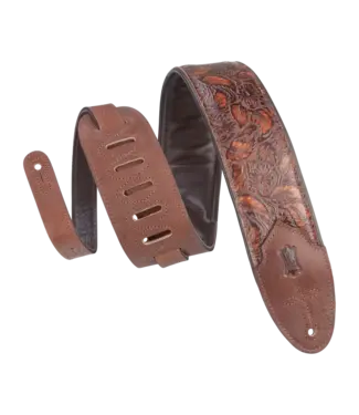 Levy's Levy's 3" Embossed Leather Guitar Strap, Geranium Whiskey