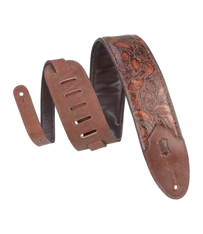 Levy's 3" Embossed Leather Guitar Strap, Geranium Whiskey