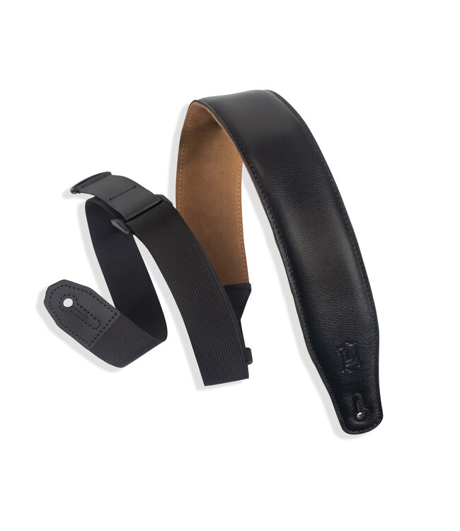 Levy’s 2 1/2" Right Height Garment Leather Guitar Strap, Black