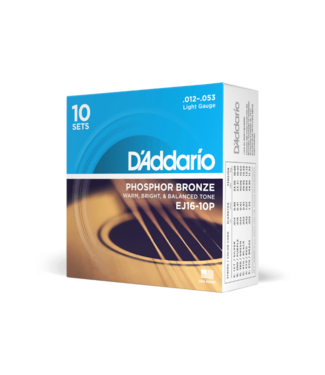 D'Addario D'Addario Phosphor Bronze Acoustic Guitar Strings 10-Pack, 12-53 Light