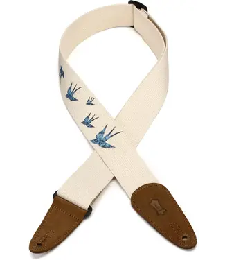 Levy's Levy's  2" Wide Cotton Guitar Strap, Natural Blue Birds
