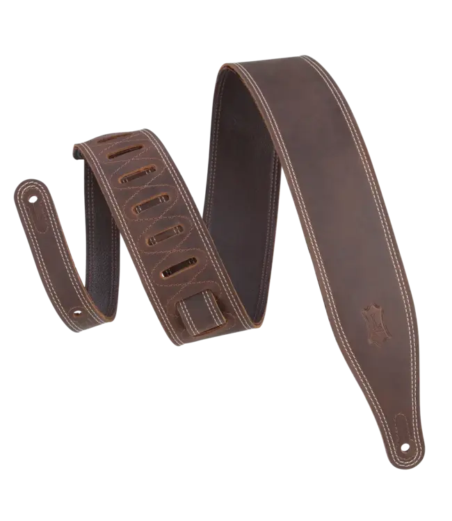 Levy's 2.5" Garment Leather Guitar Strap - Dark Brown