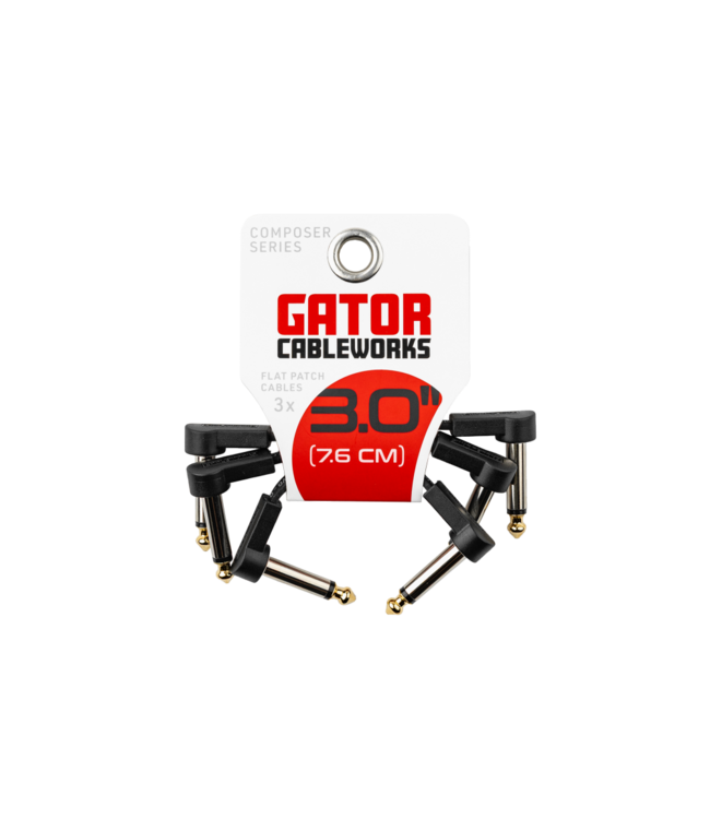 Gator Cableworks Composer Series Flat Patch Cables, 3 inch - 3 Pack