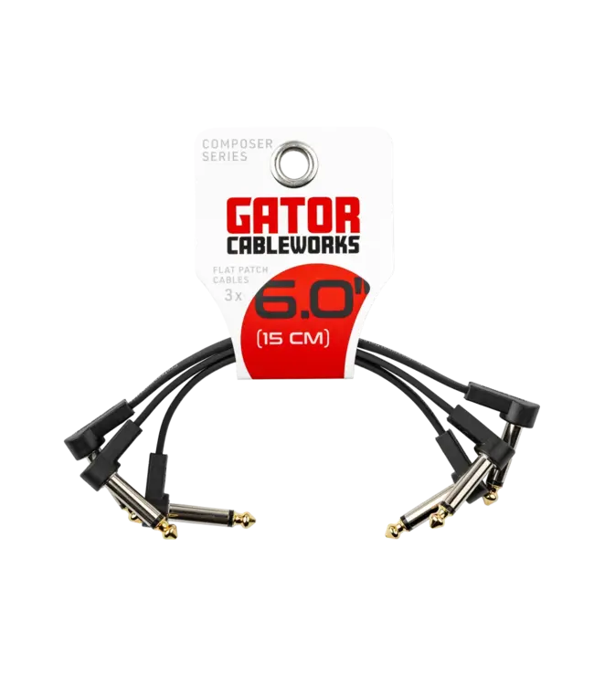 Gator Cableworks Composer Series Flat Patch Cables, 6 inch - 3 Pack
