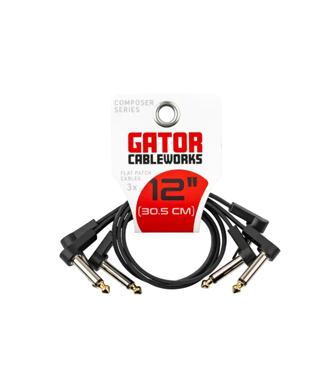 Gator Cableworks Composer Series Flat Patch Cables, 12 inch - 3 Pack