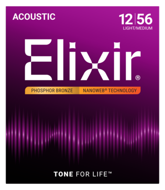 Elixir Elixir Nanoweb Acoustic Phosphor Strings, Light/Medium  12-56