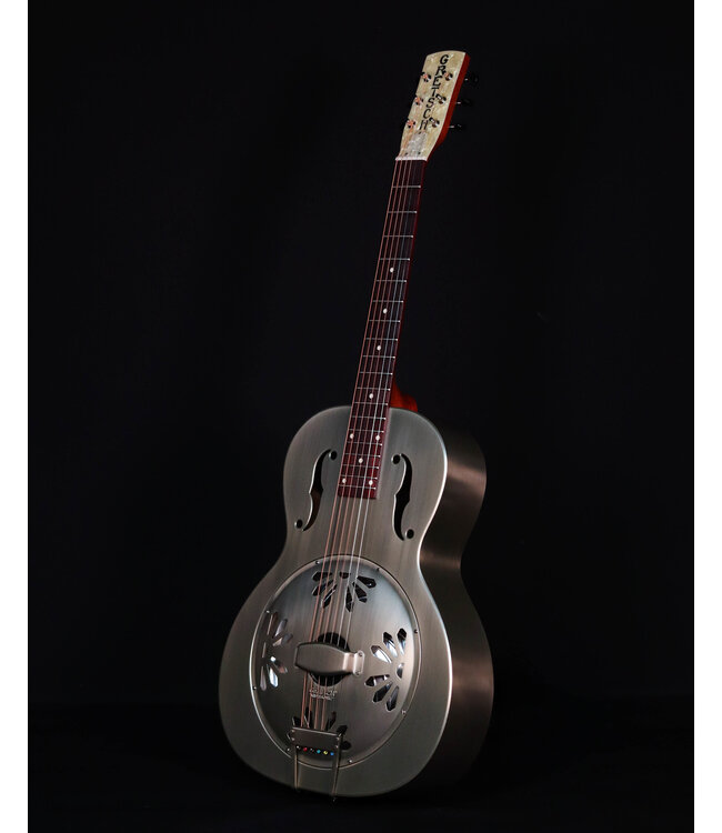 Gretsch G9201 Honey Dipper Round-Neck, Brass Body Biscuit Cone Resonator Guitar, Shed Roof Finish