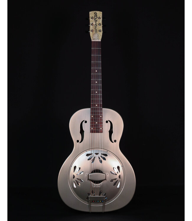 Gretsch G9201 Honey Dipper Round-Neck, Brass Body Biscuit Cone Resonator Guitar, Shed Roof Finish