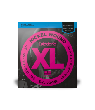 D'Addario D'Addario  XL 5-String Bass Strings, Super Long Scale, 45-130