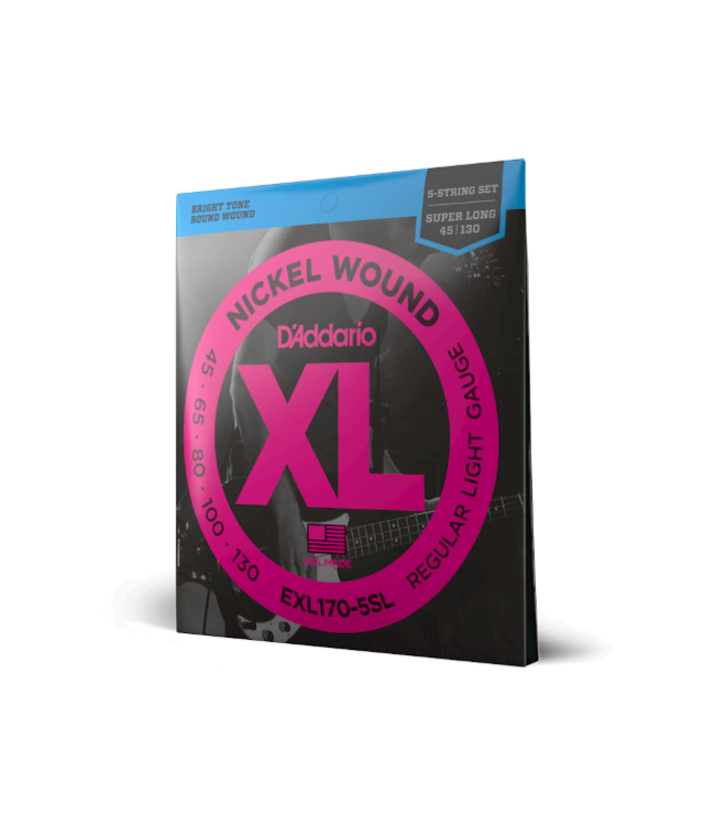 D'Addario  XL 5-String Bass Strings, Super Long Scale, 45-130
