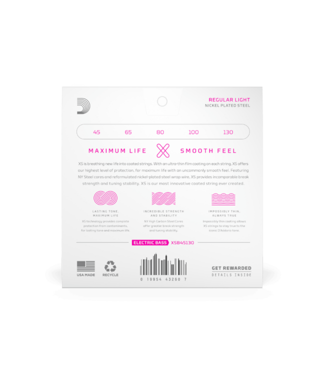 D'Addario XS 45-130 Regular Light, Long Scale Coated Bass Strings