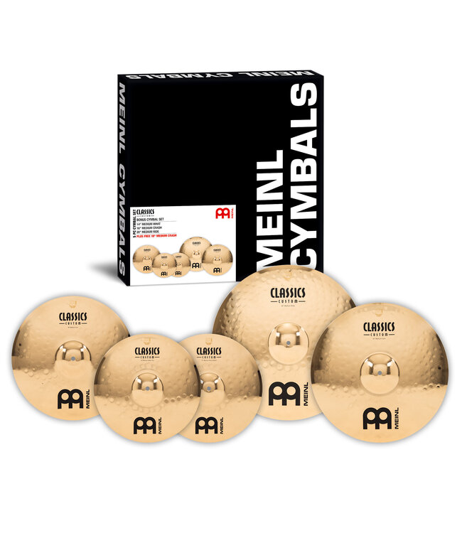 Meinl Classics Custom Brilliant Bonus Cymbal Set, 14"HH, 16"C, 20"R, + 18" Medium Crash