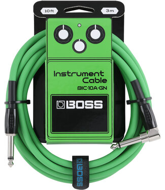 Boss BOSS 10 Foot Instrument Cable Black, Straight/Angled - Green