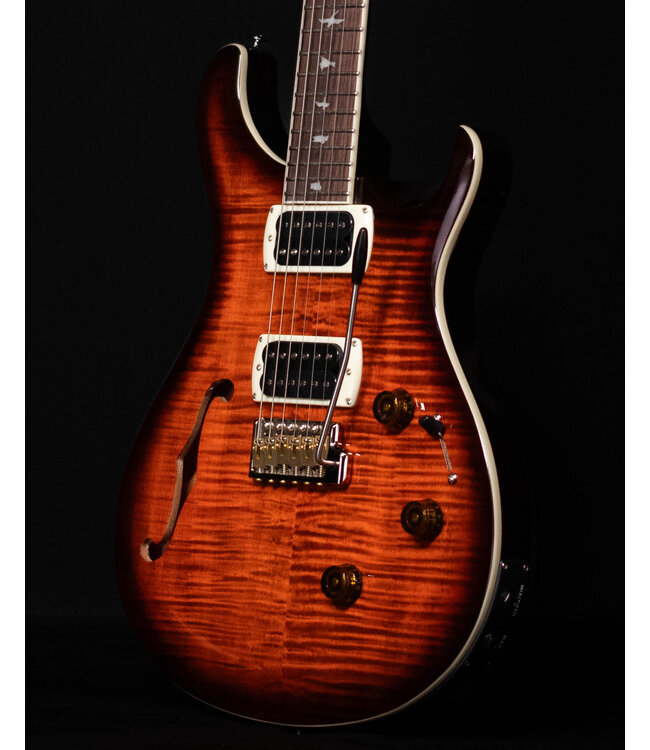 PRS SE Custom 24 Semi-Hollow Piezo , Orange Tiger Smokeburst