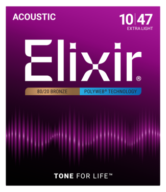 Elixir Elixir Polyweb Acoustic 80/20 Bronze Strings, Extra-Light 10-47