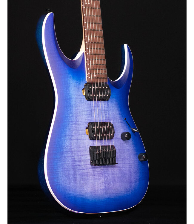 Ibanez RGA42 Flame Maple Top, Mahogany Electric Guitar, Blue Lagoon Burst Flat