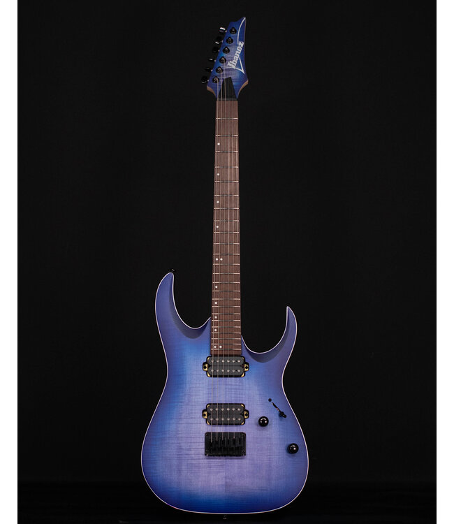 Ibanez RGA42 Flame Maple Top, Mahogany Electric Guitar, Blue Lagoon Burst Flat