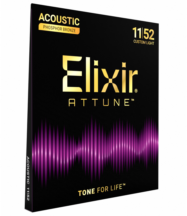 Elixir ATTUNE Acoustic Phosphor Bronze Strings, 11-52 Custom Light
